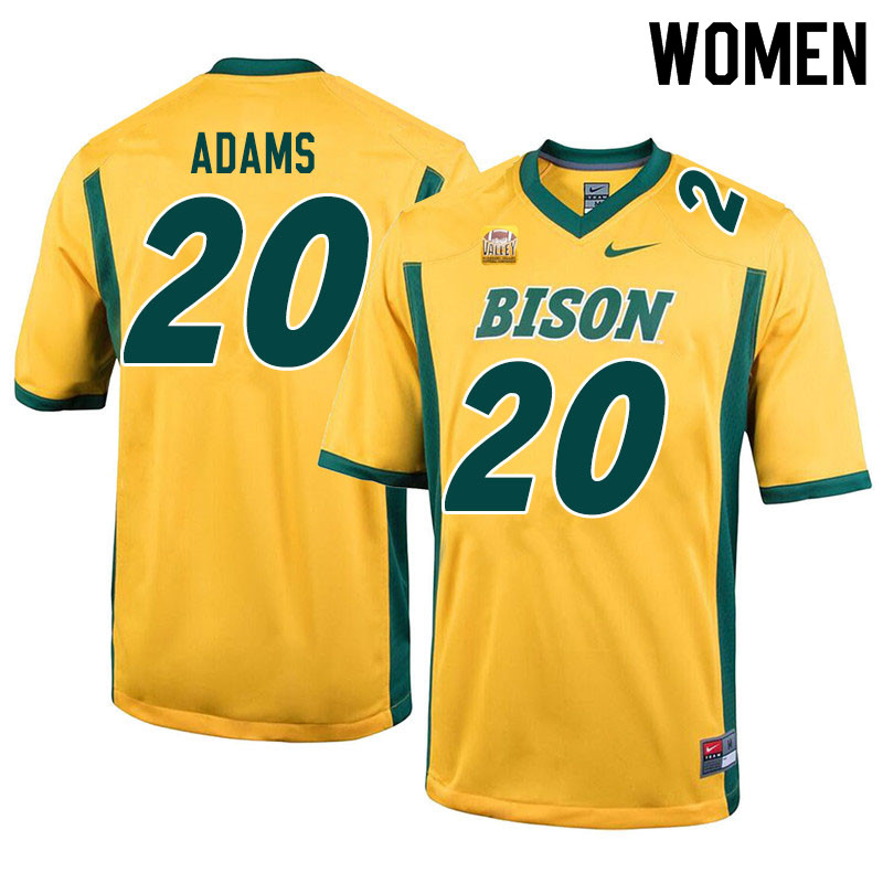 Women #20 Adrian Adams North Dakota State Bison College Football Jerseys Sale-Yellow - Click Image to Close